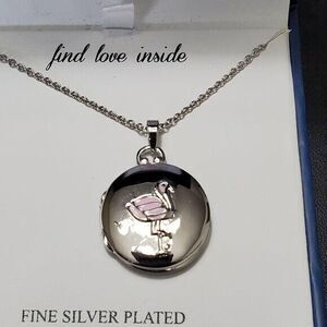 Guiliana silver pltd flamingo locket necklace